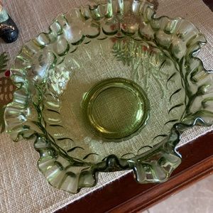 Vintage Green glass candy dish